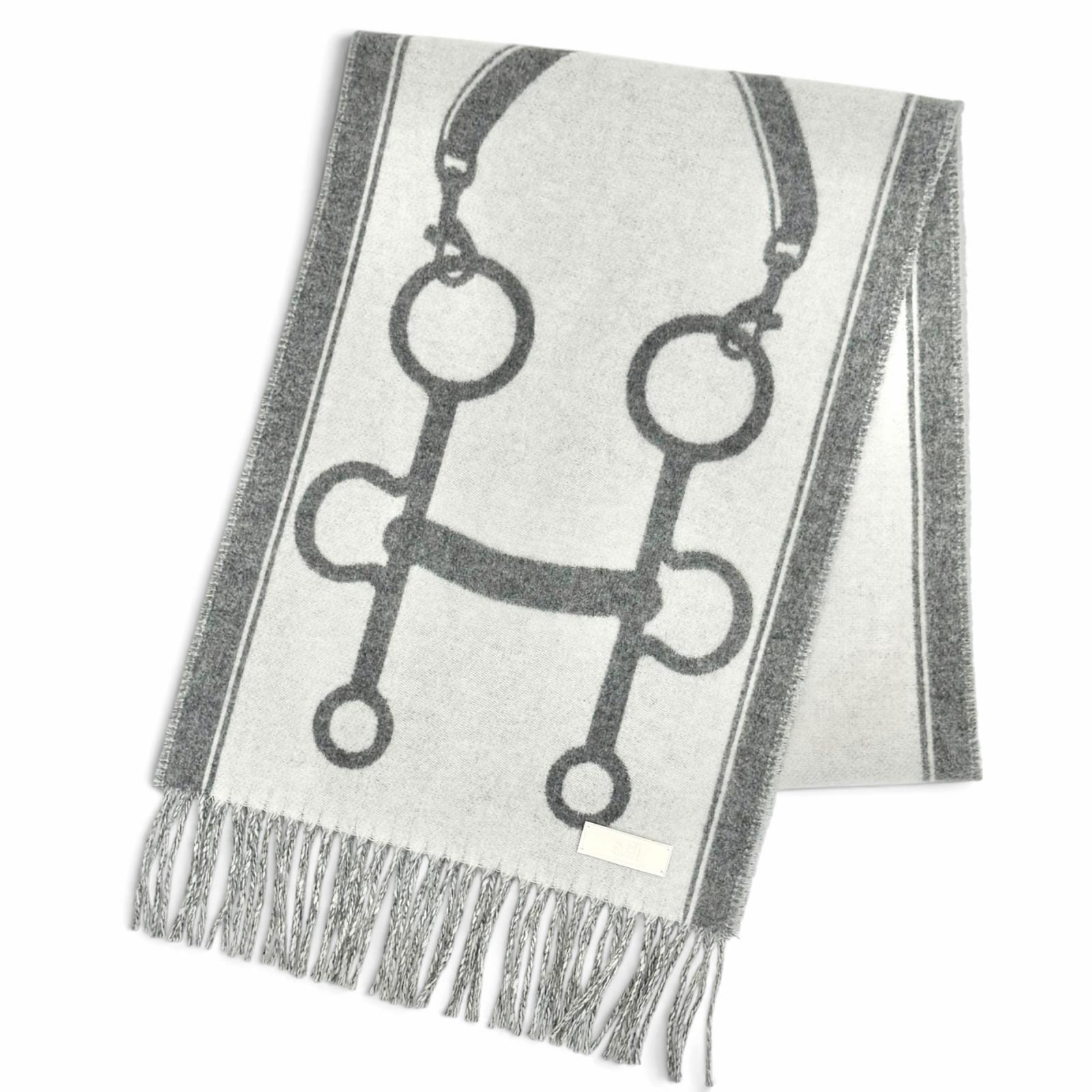 極美品 エルメス マフラー モール カシミヤ フランネルグレー H259157S