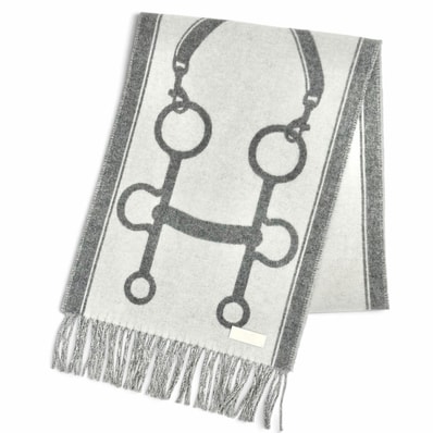 極美品 エルメス マフラー モール カシミヤ フランネルグレー H259157S
