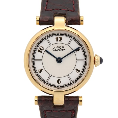 カルティエ CARTIER マスト ヴァンドーム SM 腕時計 時計 GP(ゴールドメッキ) クロコ革 レディース ホワイト系 W1009854 【中古】