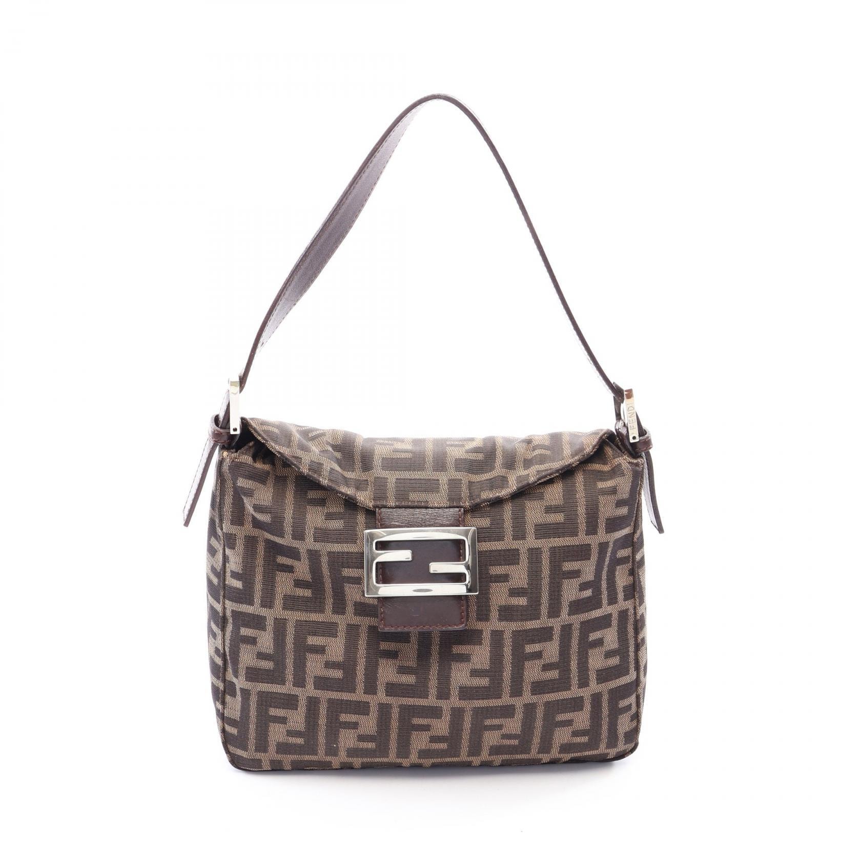 フェンディ FENDI ズッカ ショルダーバッグ バッグ キャンバス レザー レディース ブラウン系 【中古】