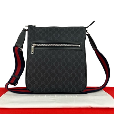 GUCCI グッチ シェリーライン GGスプリーム レザー PVC ショルダーバッグ ブラック
39987