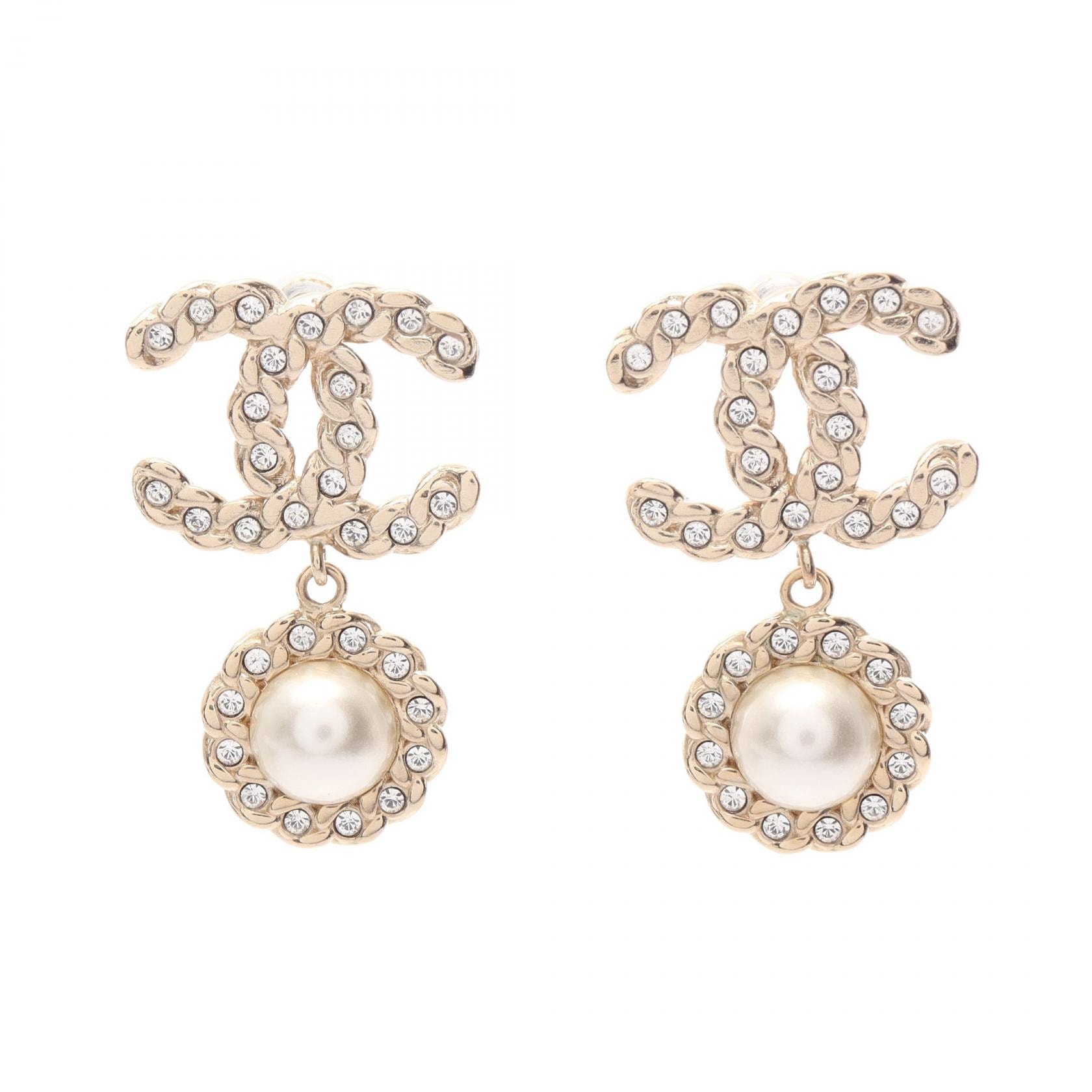 シャネル CHANEL B20V ココマーク ピアス ジュエリー GP(ゴールドメッキ) フェイクパール / ラインストーン レディース ゴールド系 / ホワイト系 / クリア系 【中古】
