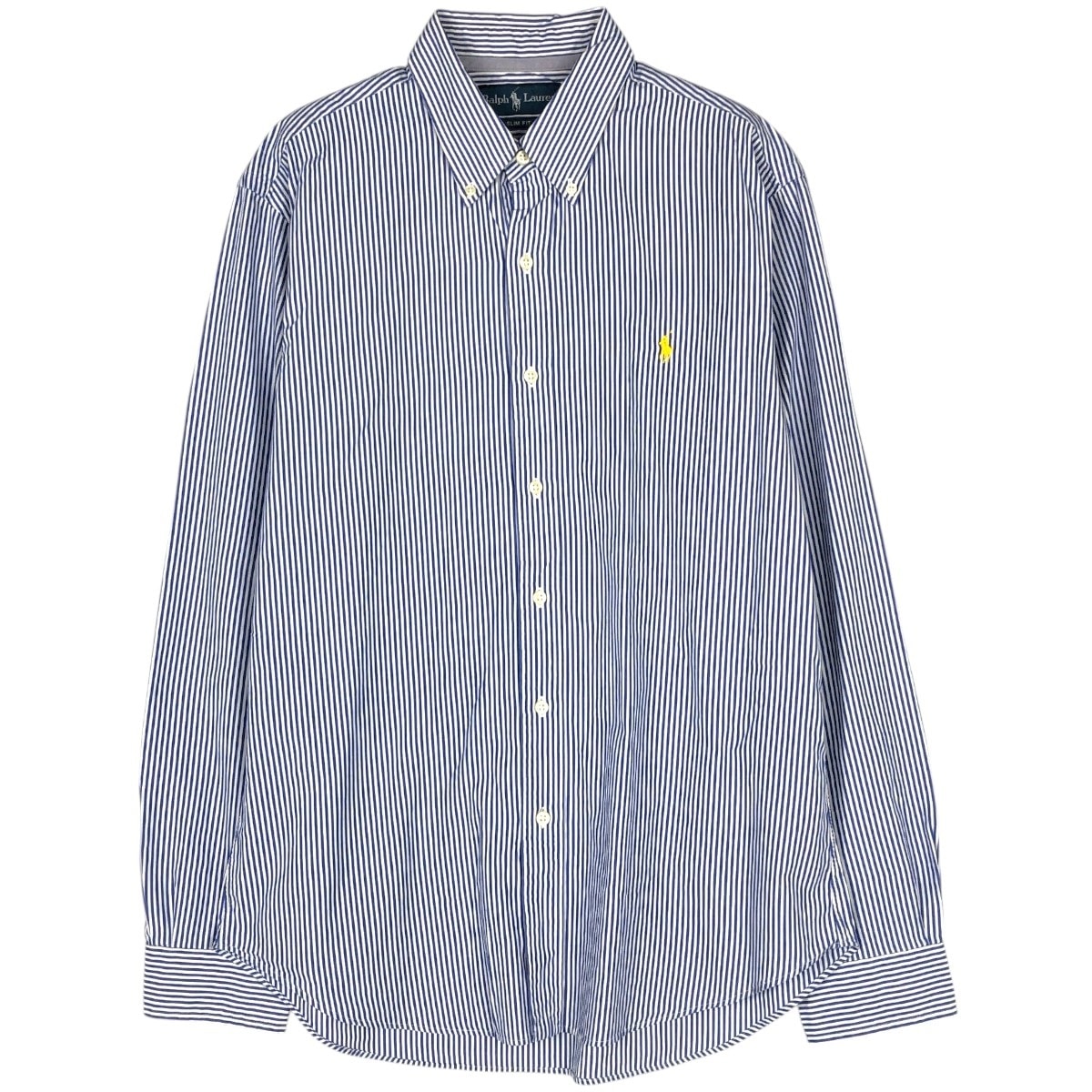 古着 ラルフローレン Ralph Lauren SLIM FIT スリムフィット 長袖 ボタンダウンストライプシャツ メンズL相当/eaa662703