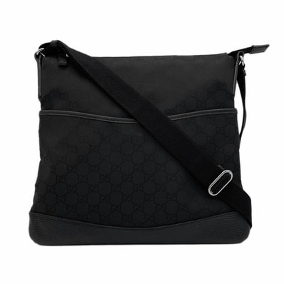 GUCCI グッチ GGキャンバス ショルダーバッグ 訳アリ 374414 キャンバス レザー ブラック ユニセックス 【中古】