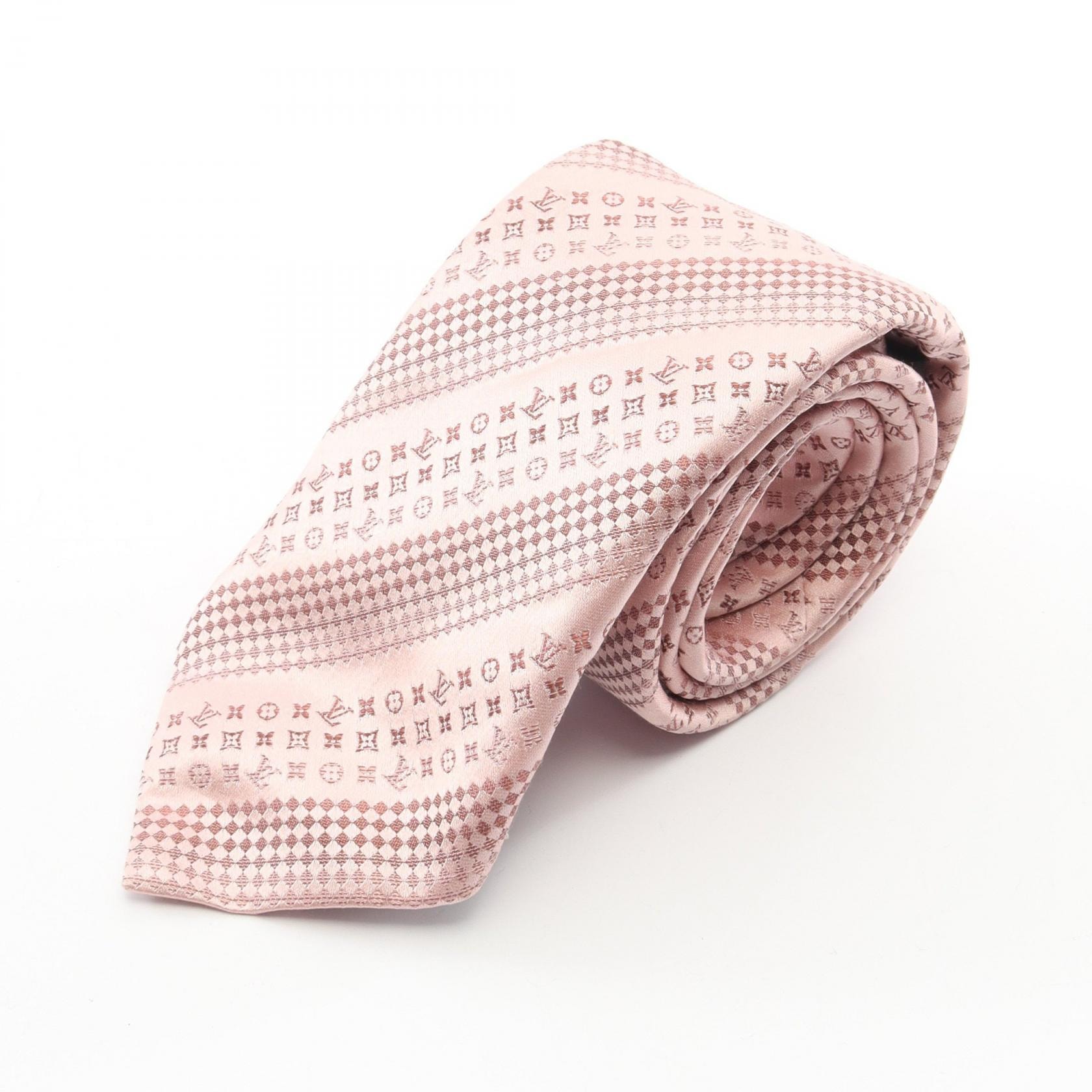 ルイ・ヴィトン LOUIS VUITTON モノグラム 総柄 ネクタイ 衣料品 シルク ピンク メンズ ピンク系 【中古】