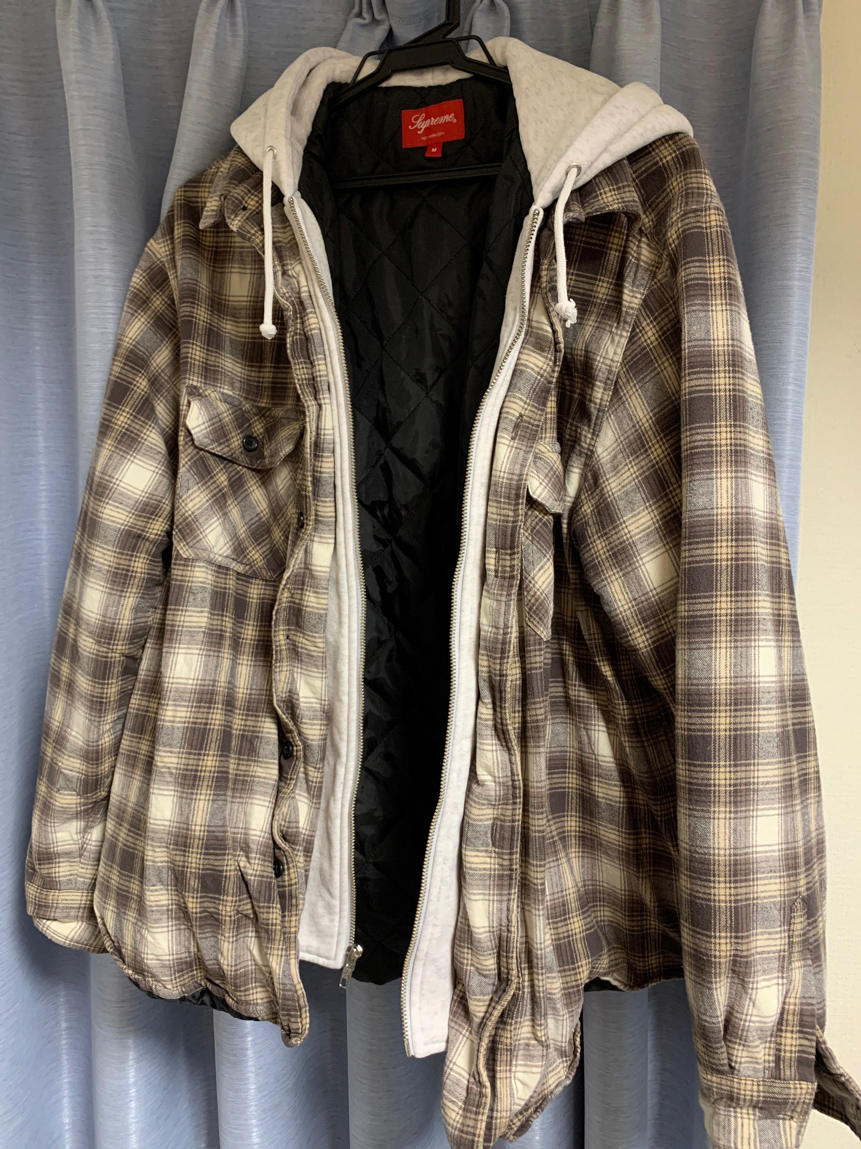 Supreme Hooded Flannel Zip Up Shirt "Brown"