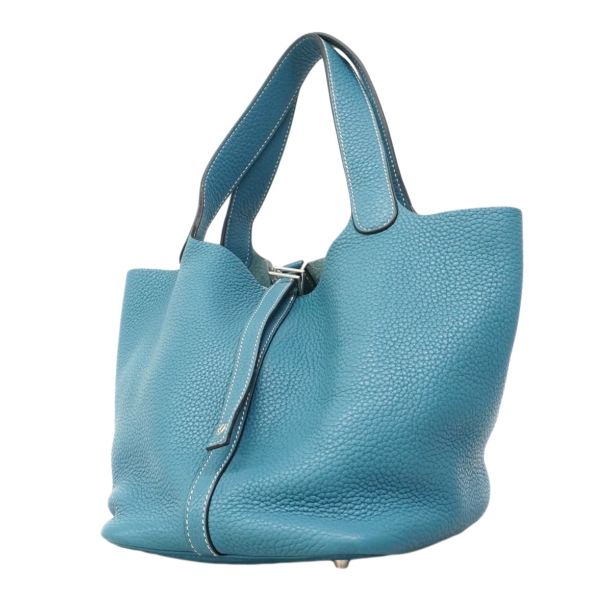 ★最終価格★SALE【6hb0106-e】エルメス ハンドバッグ ピコタンロックMM トリヨンクレマンス ブルージーン シルバー金具 □O刻印【中古】レディース