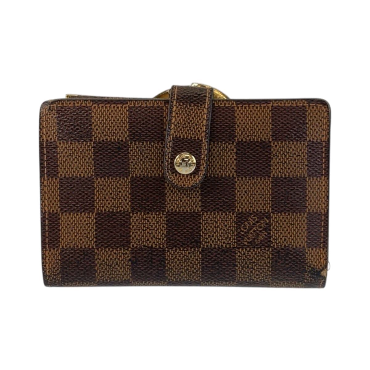 LOUIS VUITTON ルイヴィトン ダミエ ポルトモネ ヴィエノワ ブラウン ゴールド金具 PVC 折財布 コンパクトウォレット 600166 【中古】