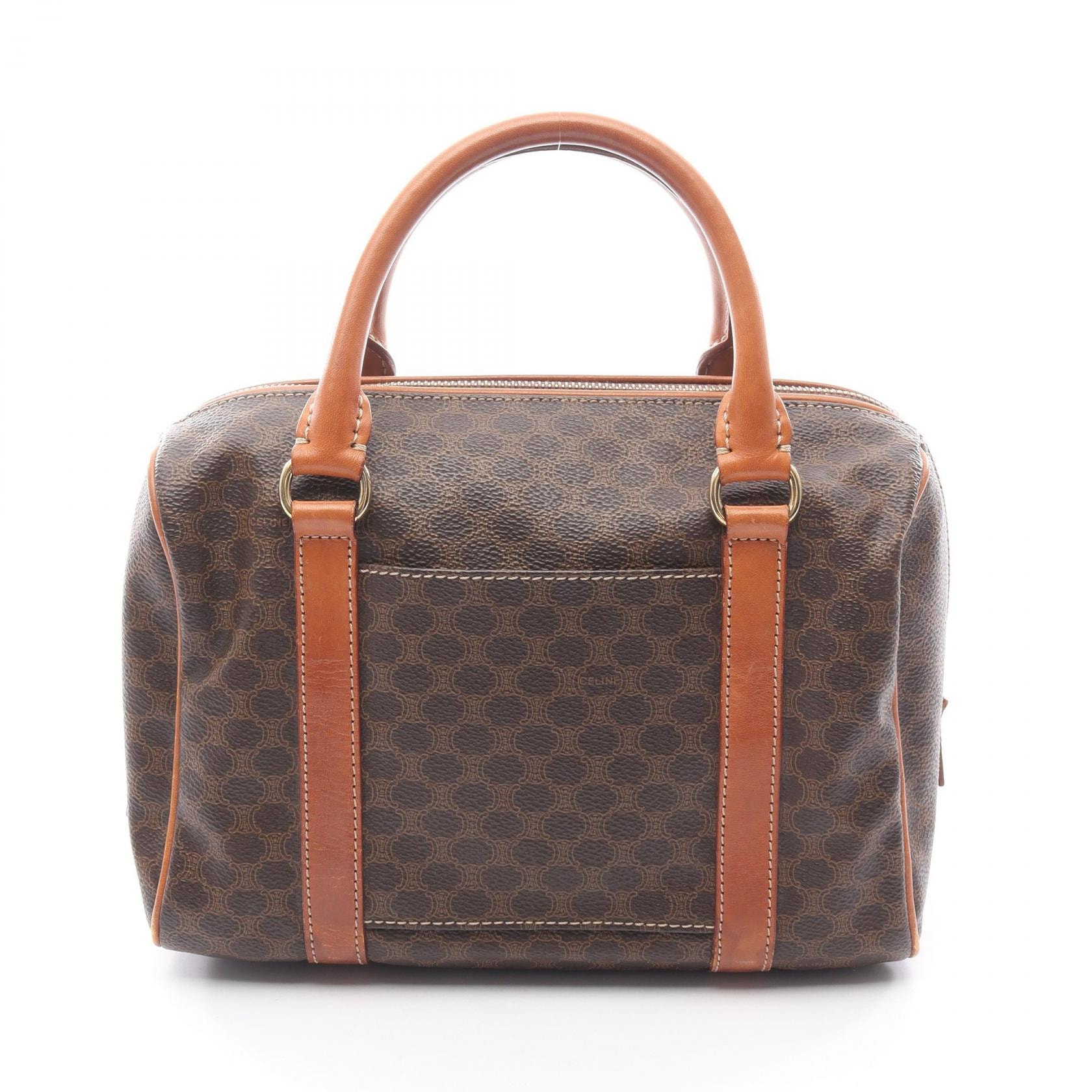 セリーヌ CELINE マカダム ハンドバッグ バッグ PVCコーティングキャンバス レザー レディース ブラウン系 【中古】