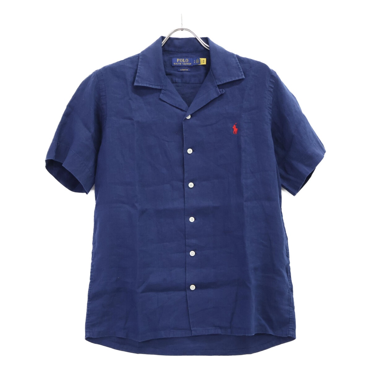 ポロ ラルフローレン ネイビー リネン 半袖開襟シャツ オープンカラー S