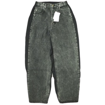 新品 stein シュタイン 24SS 日本製 NYLON COMBINATION CHEMICAL BLEACHED DENIM JEANS ナイロンコンビネーションケミカルブリーチデニム ST.782 S BLACK ドッキング ジーンズ パンツ ボトムス