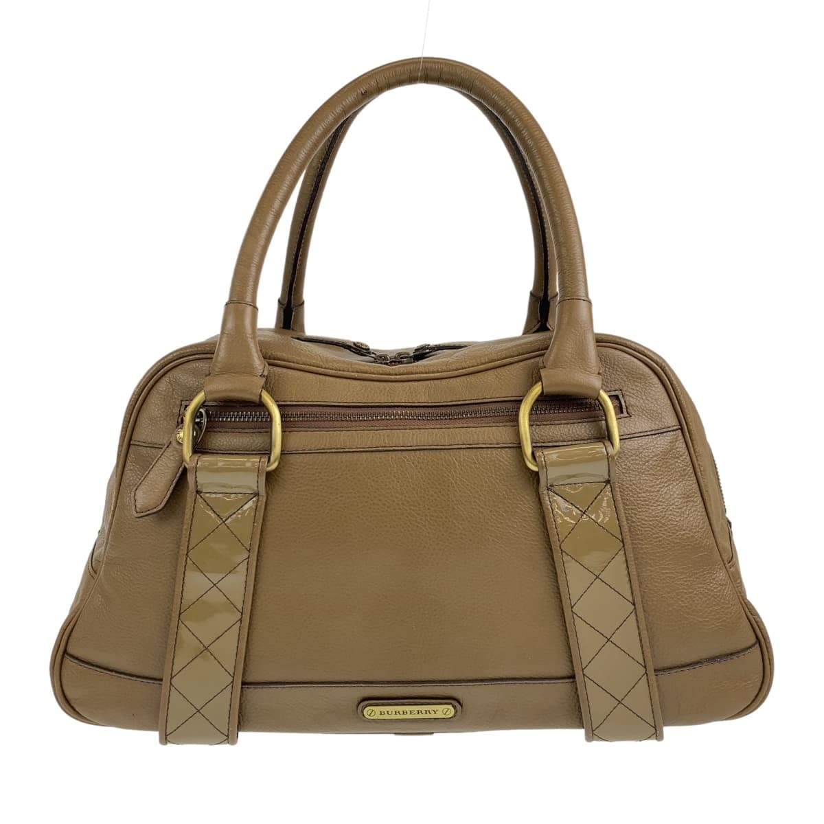 美品 BURBERRY バーバリー 中チェック柄 ベージュ ブラウン ゴールド金具 レザー ハンドバッグ ショルダーバッグ 506629 【中古】