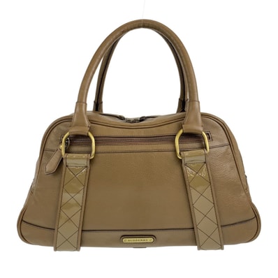 美品 BURBERRY バーバリー 中チェック柄 ベージュ ブラウン ゴールド金具 レザー ハンドバッグ ショルダーバッグ 506629 【中古】