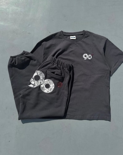 9090 90 Logo Light Sweat Pants "BLACK PINK CAMO"