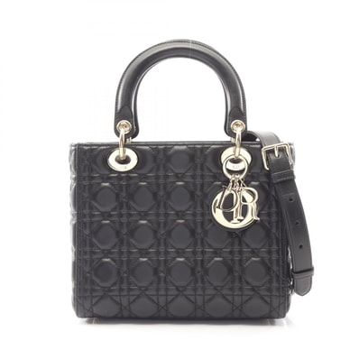 ディオール Dior LADY DIOR レディディオール カナージュ 2WAY ハンドバッグ バッグ レザー レディース ブラック系 【中古】