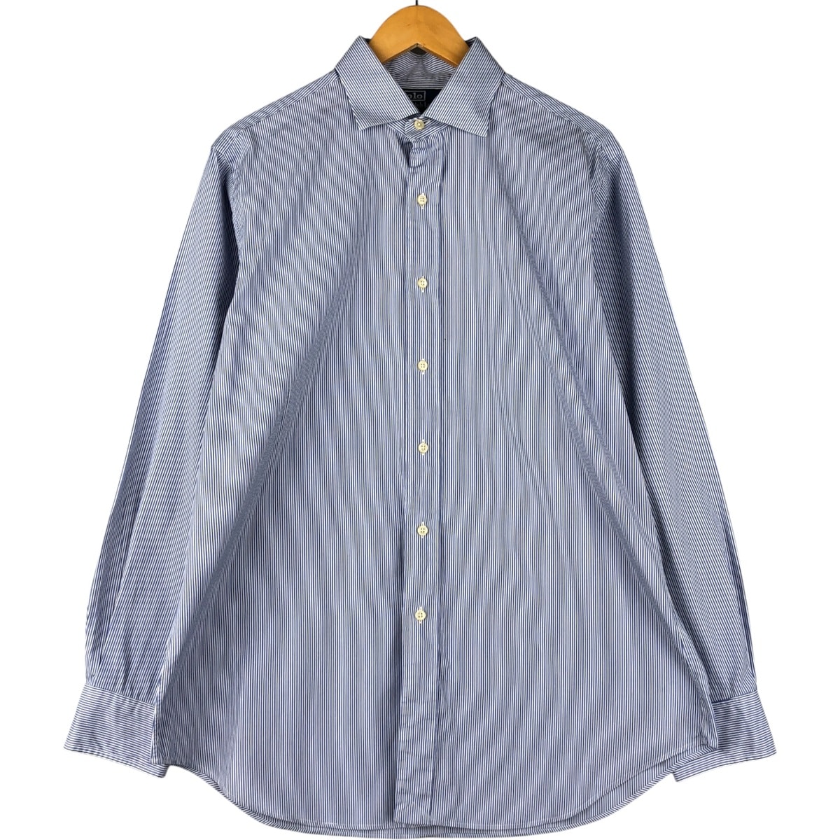 古着 ラルフローレン Ralph Lauren POLO by Ralph Lauren REGENT CLASSIC FIT 長袖 ワイドカラー ストライプシャツ メンズL相当/eaa600199