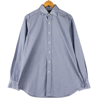 古着 ラルフローレン Ralph Lauren POLO by Ralph Lauren REGENT CLASSIC FIT 長袖 ワイドカラー ストライプシャツ メンズL相当/eaa600199