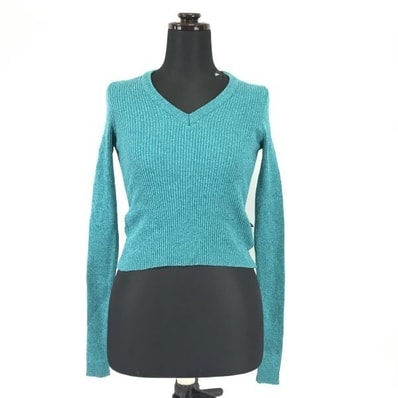 Made in Italy★DOLCE&GABBANA★長袖セーター/Vネック【Womens size -M/38/水色/Blue】Tops/Shirts◆BH198