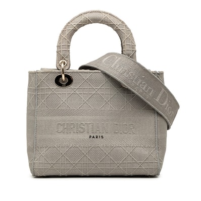 ディオール カナージュ レディ ディライト ハンドバッグ ショルダーバッグ 2WAY 50-MA-0280 グレー キャンバス レディース Dior 中古