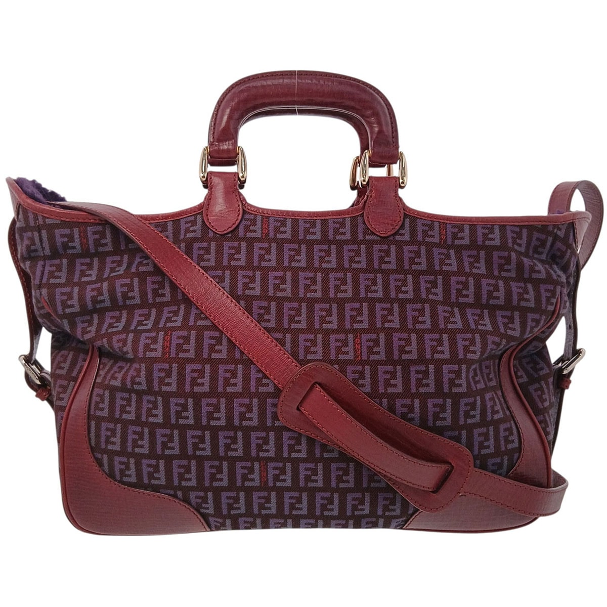 D (傷や汚れあり)】FENDI フェンディ ズッカ柄 2WAY ハンドバッグ