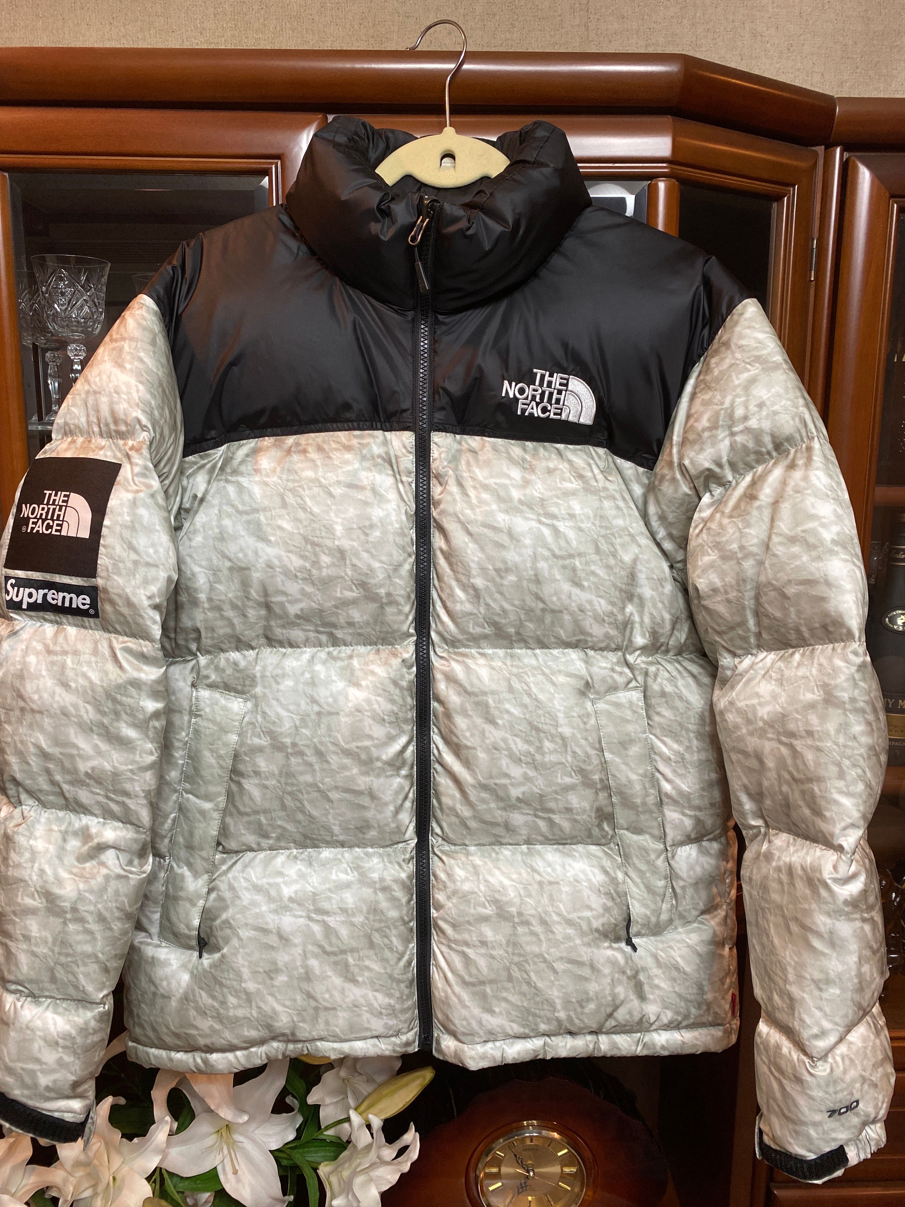 Supreme x The North Face Nuptse Jacket "White Paper Print"
