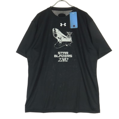 未使用 UNDER ARMOUR アンダーアーマー 宇宙戦艦ヤマト コラボ プリント柄 半袖 Tシャツ XL ブラック 外袋付き