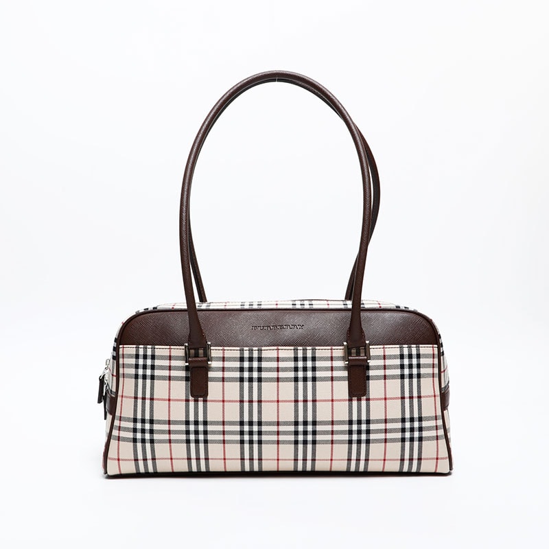 バーバリー BURBERRY チェック コットン ショルダーバッグ【中古】