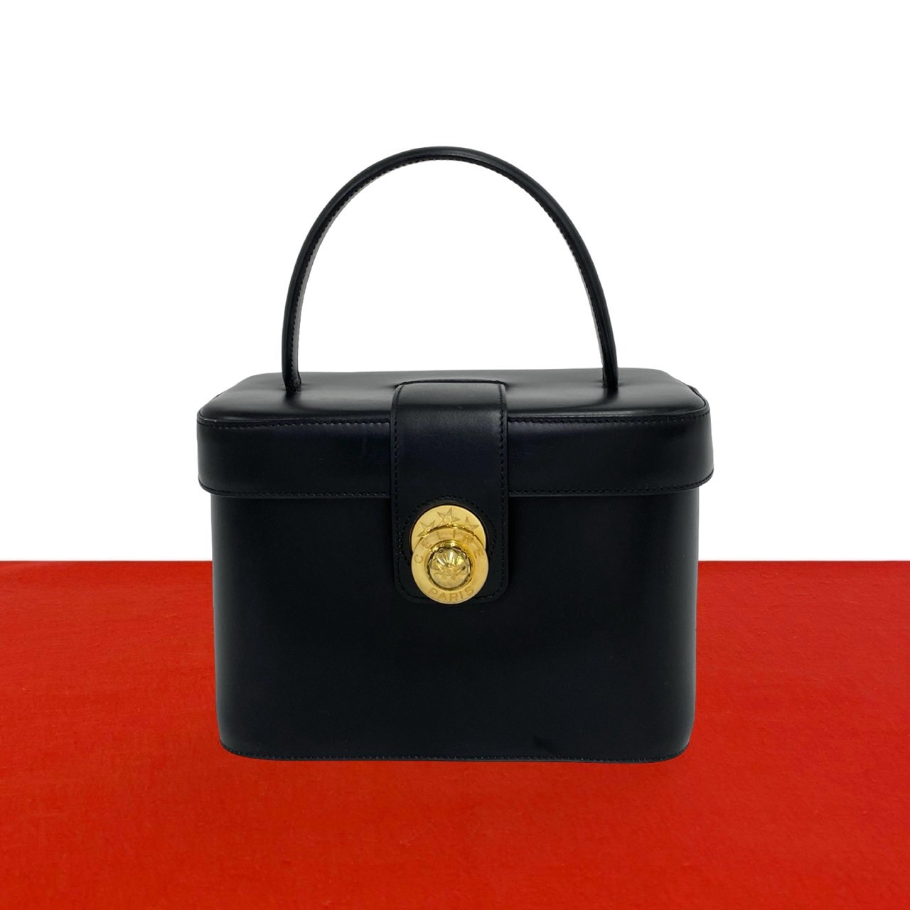 CELINE セリーヌ スターボール ロゴ 金具 レザー ハンドバッグ ブラック
 19469