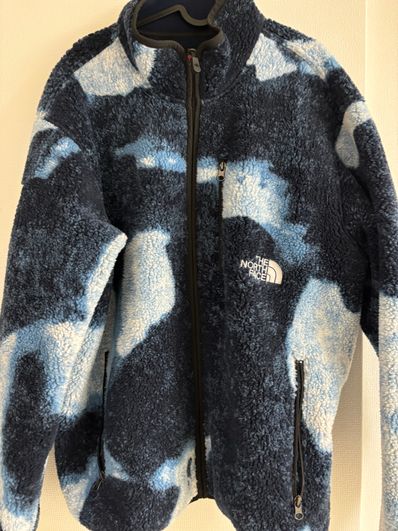 Supreme x The North Face Bleached Denim Print Fleece Jacket "Indigo"