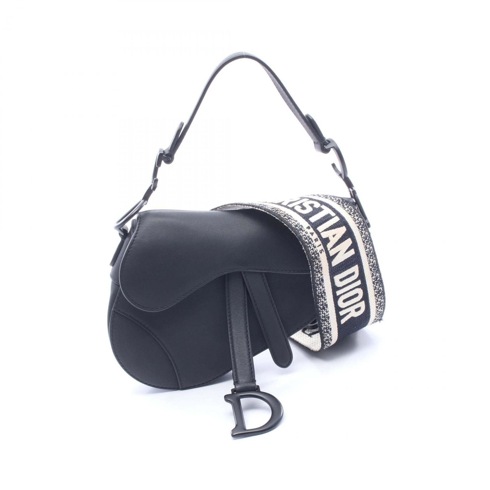 ディオール Dior SADDLE サドル ミニ ハンドバッグ バッグ レザー レディース ブラック系 【中古】