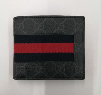 GUCCI GG Supreme New Web Coin Wallet "Black"