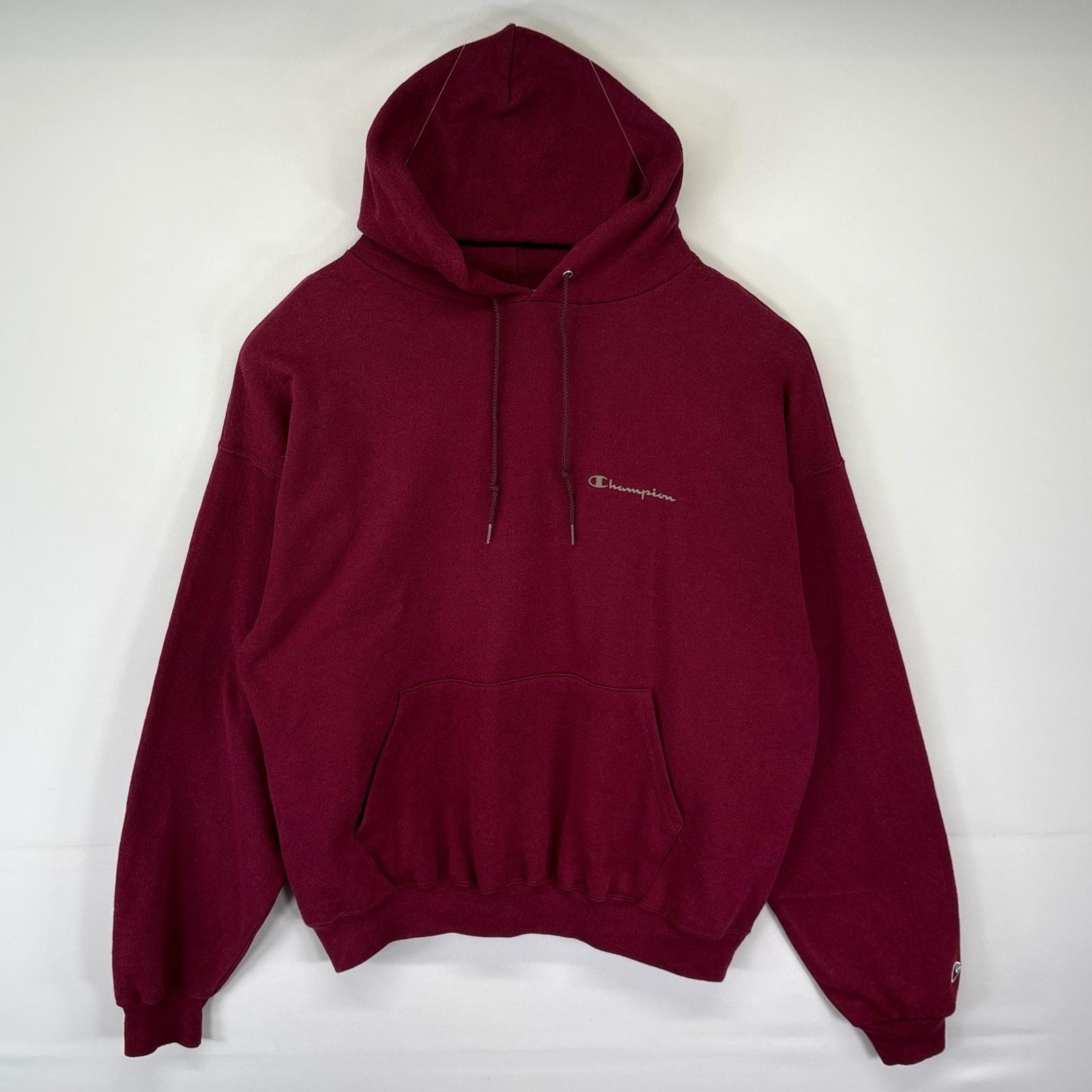 古着 チャンピオン Champion パーカー プルオーバー フーディ スウェット ワンポイントロゴ 大きいサイズ XL  レッド メンズ