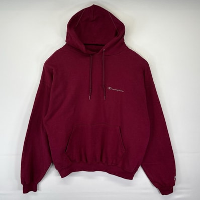 古着 チャンピオン Champion パーカー プルオーバー フーディ スウェット ワンポイントロゴ 大きいサイズ XL レッド メンズ