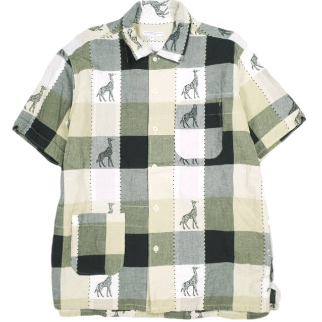 Engineered Garments エンジニアードガーメンツ アメリカ製 Camp Shirt - Cotton Giraffe Jacquard キャンプシャツ コットンジラフジャガード S Beige/Black 半袖 トップス【中古】【Engineered Garments】 A (未使用に近い)】Engineered Garments エンジニアードガーメンツ