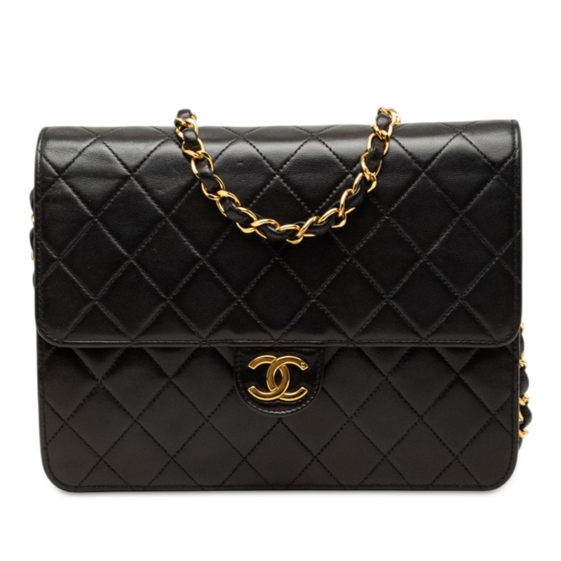 シャネル マトラッセ22 ココマーク チェーン ショルダーバッグ ブラック ゴールド金具 ラムスキン レディース CHANEL 【中古】