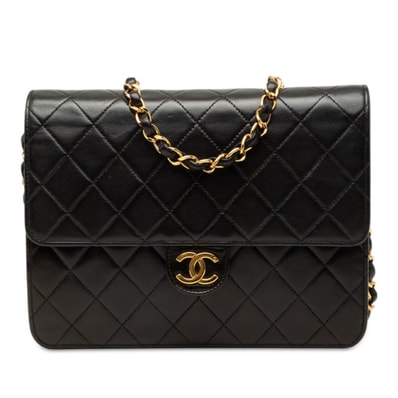 シャネル マトラッセ22 ココマーク チェーン ショルダーバッグ ブラック ゴールド金具 ラムスキン レディース CHANEL 【中古】