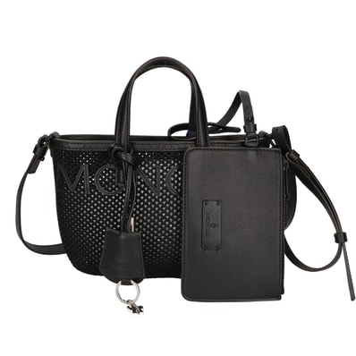 モンクレール 新品同様 26SS VERY TOTE MICRO メッシュ x カーフレザー ロゴパッチ 2WAYショルダーバッグ