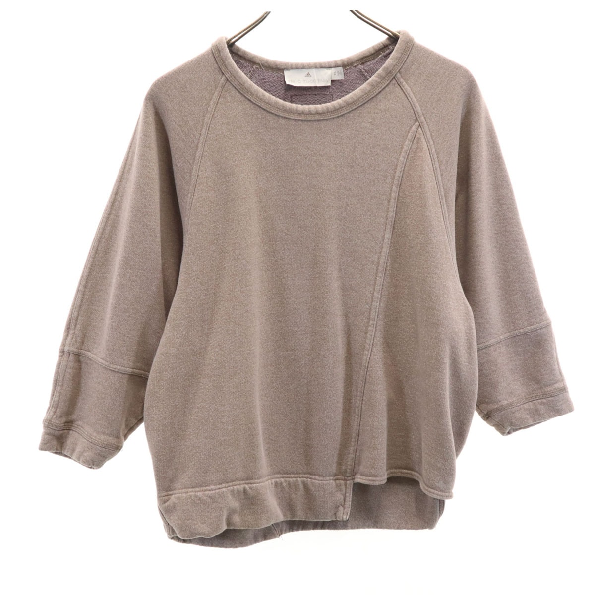 adidas by Stella McCartney アディダスバイステラマッカートニー 7分袖 変形 スウェット トレーナー XS ピンクブラウン系