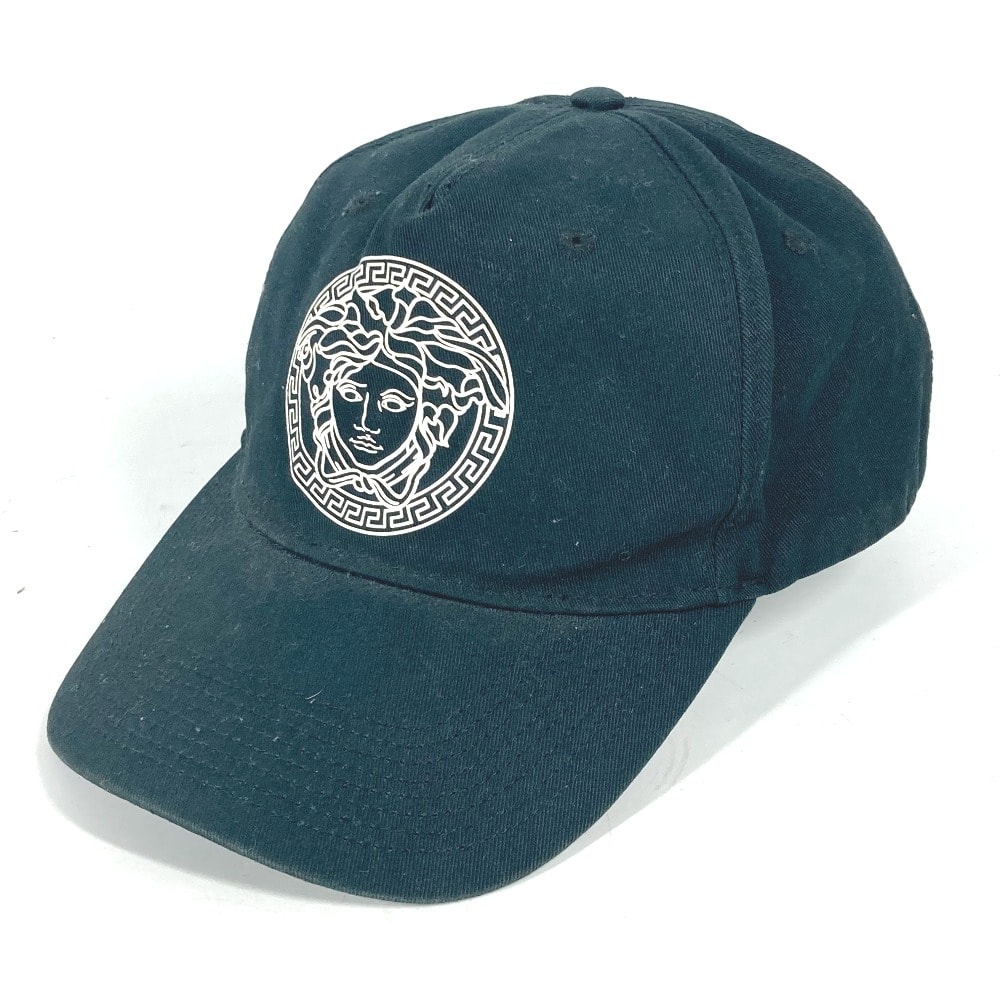 ヴェルサーチ VERSACE メデューサ ロゴ バイカラー 帽子 キャップ帽 ベースボール キャップ コットン ブラック