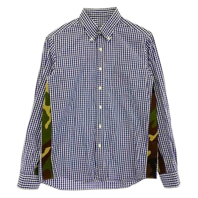 SOPHNET. ソフネット 長袖シャツ 17SS SOPH-170026 カモフラ ボタンダウン ギンガム チェック 長袖 シャツ ブルー系 M【中古】