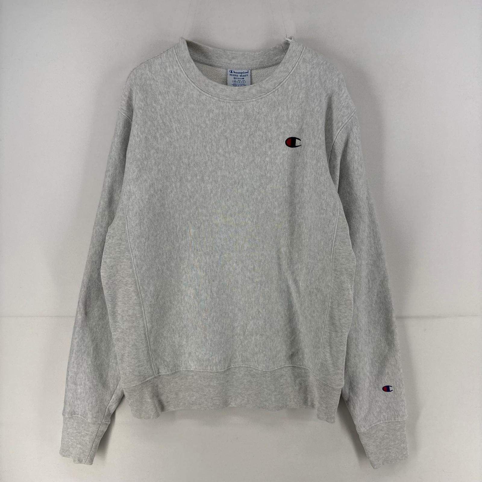 古着 チャンピオン Champion スウェット プルオーバー リバースウィーブ ワンポイント クルーネック 霜降りグレー M  グレー メンズ