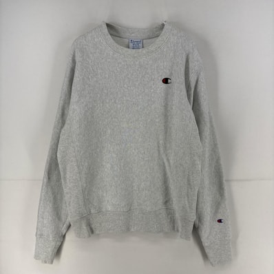 古着 チャンピオン Champion スウェット プルオーバー リバースウィーブ ワンポイント クルーネック 霜降りグレー M グレー メンズ