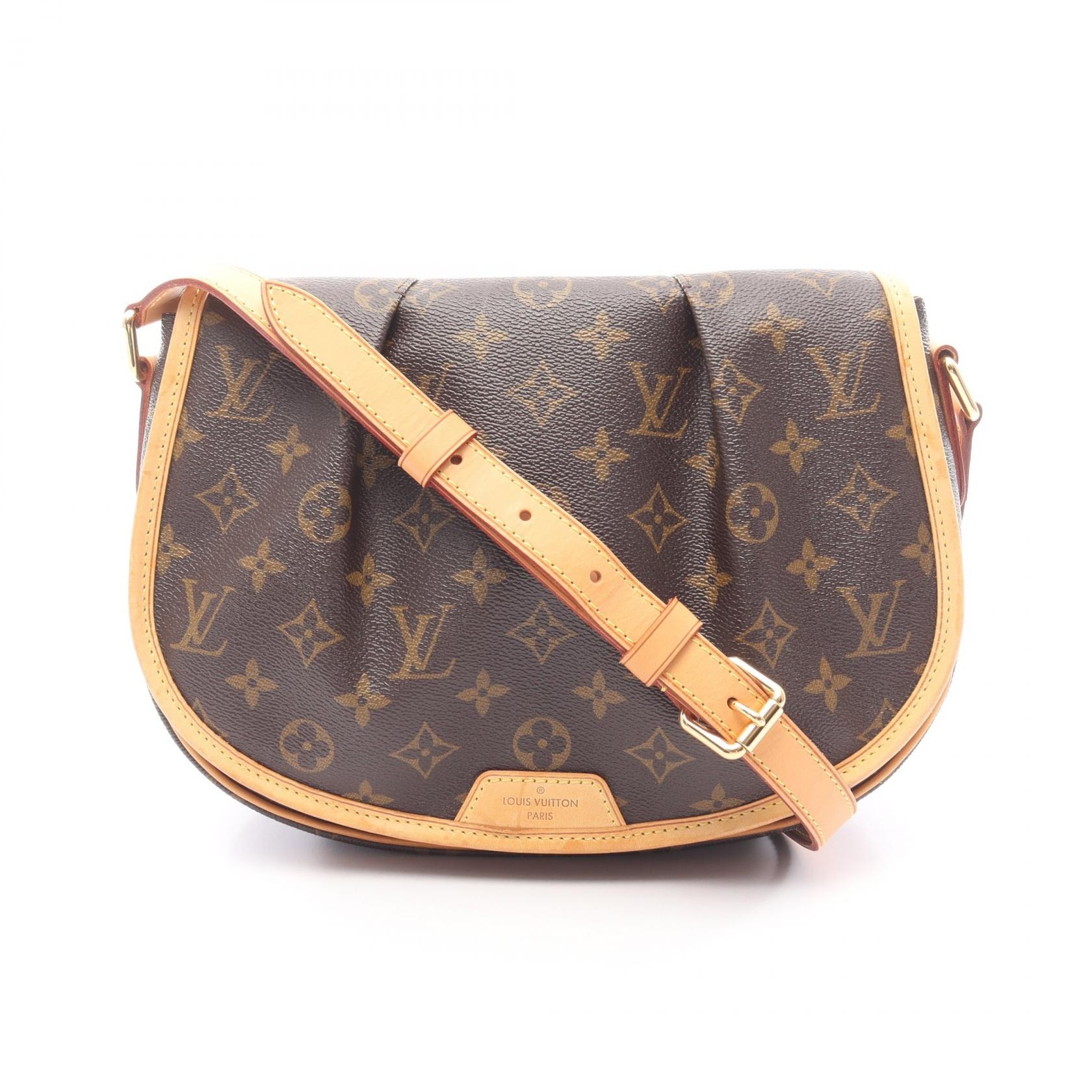 ルイ・ヴィトン LOUIS VUITTON メニルモンタンPM ショルダーバッグ バッグ PVCコーティングキャンバス レザー モノグラム レディース ブラウン系 M40474 【中古】