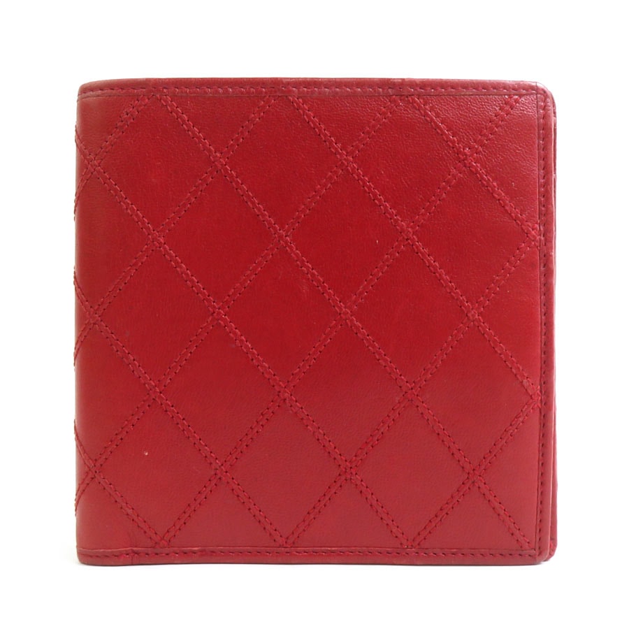 シャネル CHANEL 札入れ ビコローレ レザー レッド メンズ【中古】 e61862a