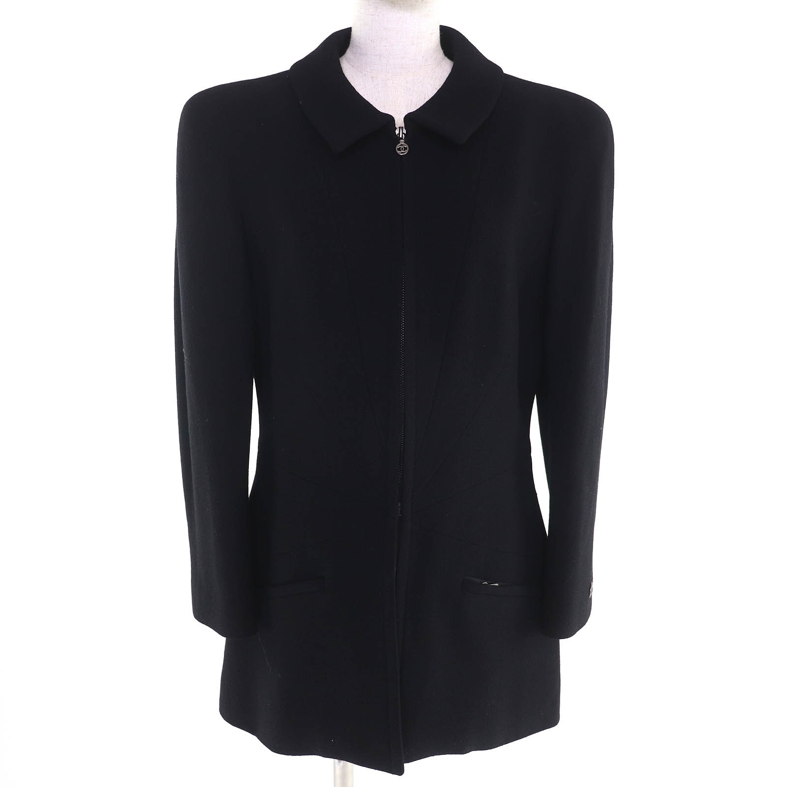 美品 シャネル ココマークボタン ジップアップコート 42 97A P09353