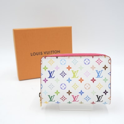 LOUIS VUITTON(ルイ・ヴィトン)ポルトフォイユ・ルー モノグラム・マルチカラー 二つ折り財布 コンパクトウォレット ホワイト ピンク RFID対応 M13807【中古】