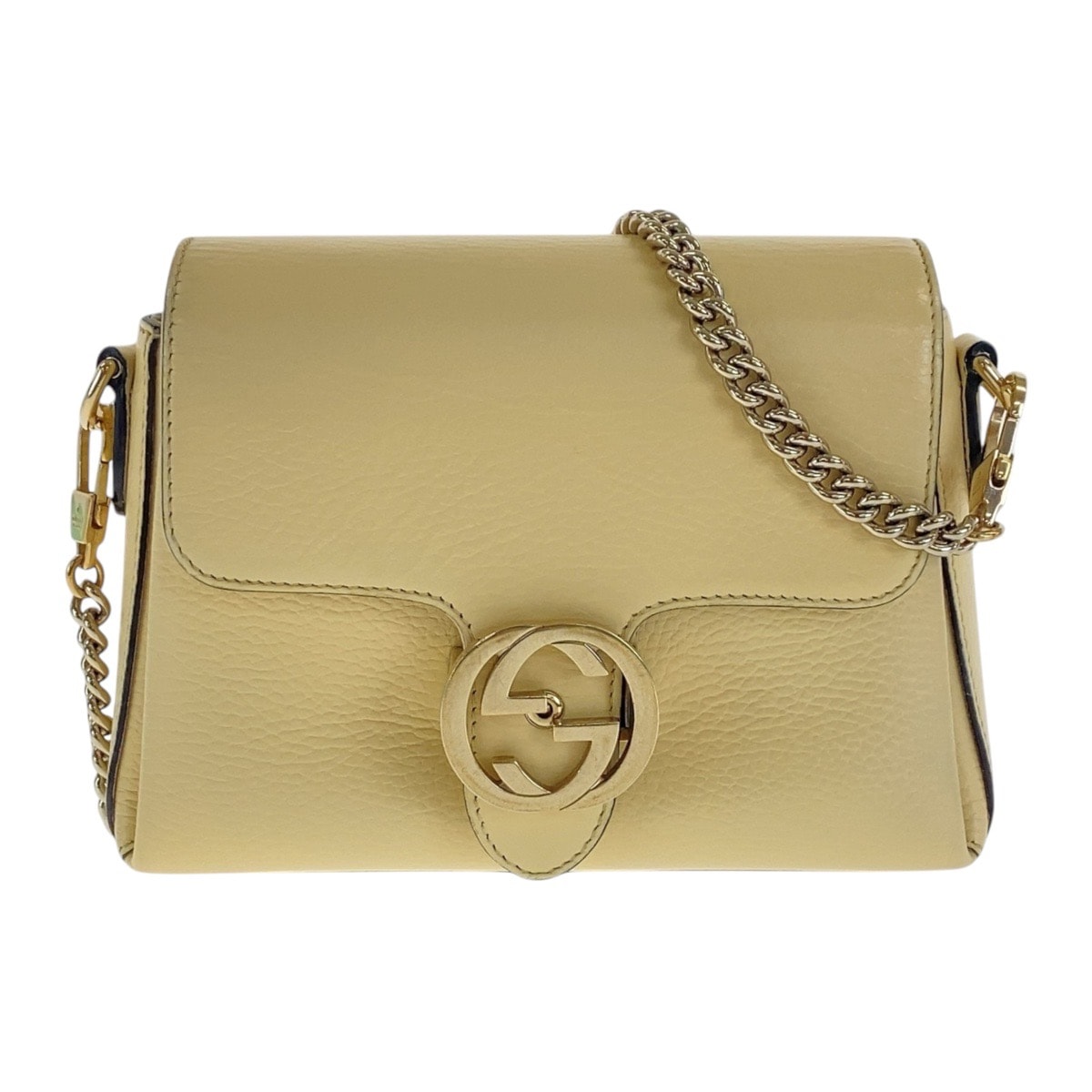 GUCCI グッチ インターロッキング アイボリー ゴールド金具 レザー 斜め掛け チェーン ショルダーバッグ 501968 【中古】