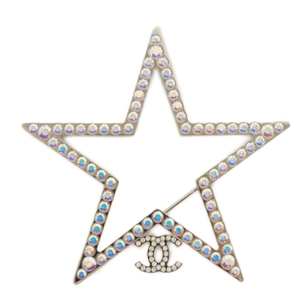 CHANEL シャネル ココマーク スター 星 ホログラム B17K CCマーク ラインストーン クリア ブローチ