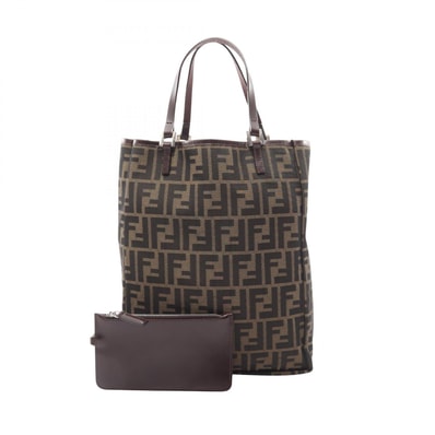 フェンディ FENDI ズッカ トートバッグ バッグ キャンバス レザー レディース ブラウン系 【中古】