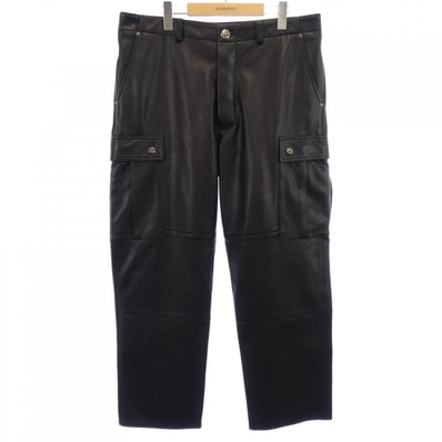 Chrome Hearts Cross Button Leather Cargo Pants Devil Dog Leather "Black"